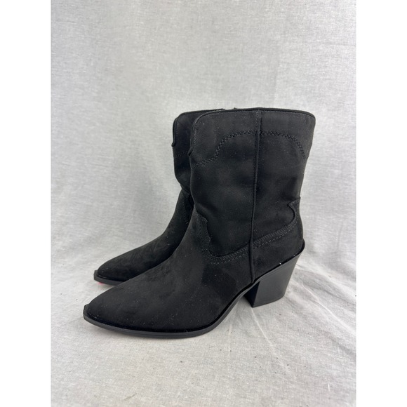 Universal Thread Shoes - Universal Thread Womens Black Faux Suede Western Pointed Toe Ankle Boots 8.5 NEW